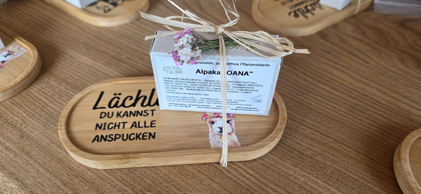 Seife aus Alpakawolle inkl. Seifenteller anspucken