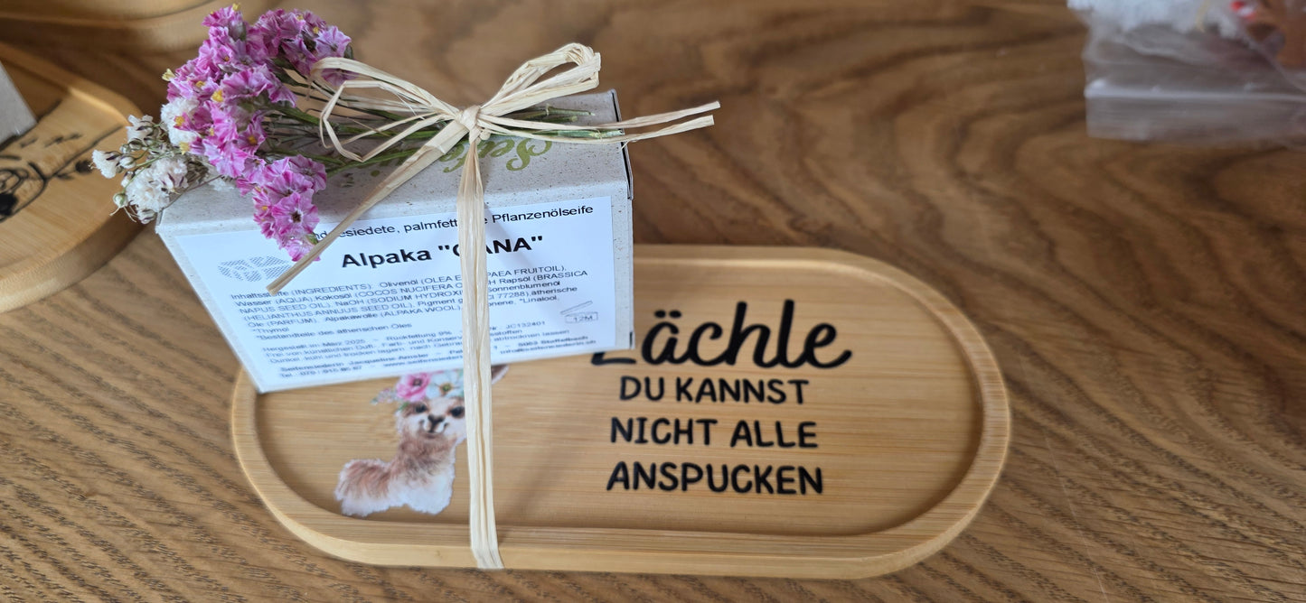 Seife aus Alpakawolle inkl. Seifenteller anspucken