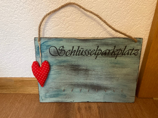 Holzschild A4 Schlüsselparkplatz