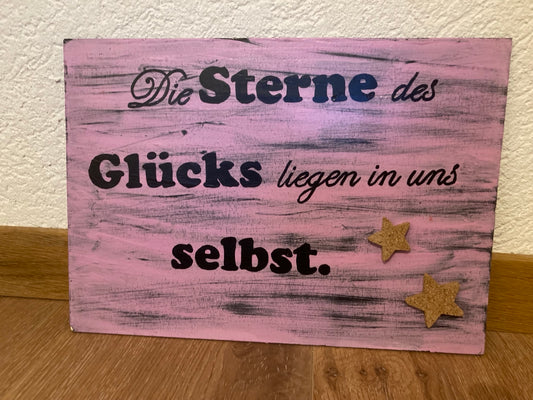 Holzschild A4 Die Sterne des Glücks