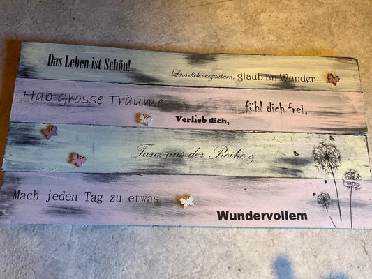 Holzschild das Leben ist schön