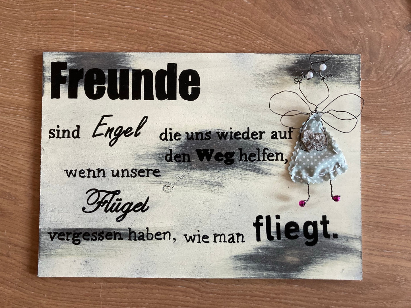 Holzschild A4 Freunde sind wie Engel