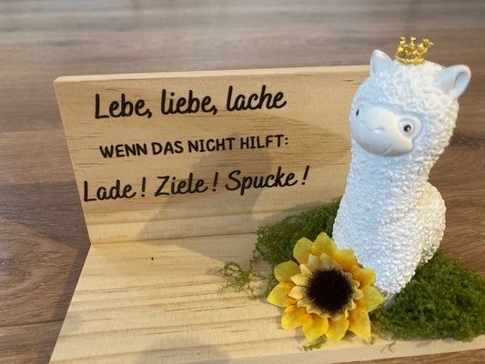 Alpaka gegossen Lebe, Liebe, lache