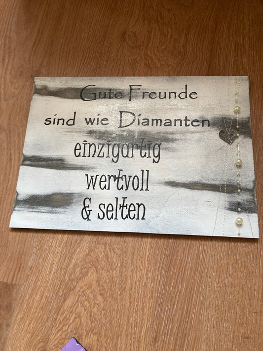 Holzschild A4 Gute Freunde