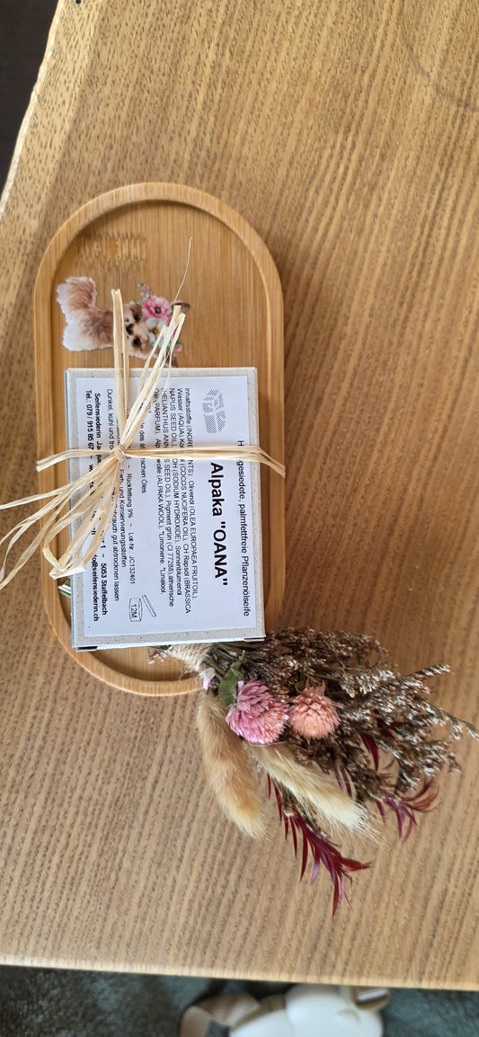 Seife aus Alpakawolle inkl Seifenteller Alpaka Fower