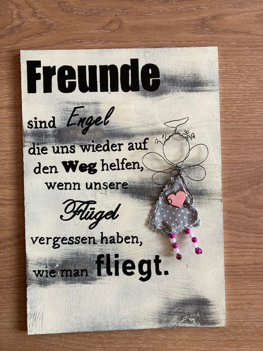 Holzschild A4 Freunde sind Engel